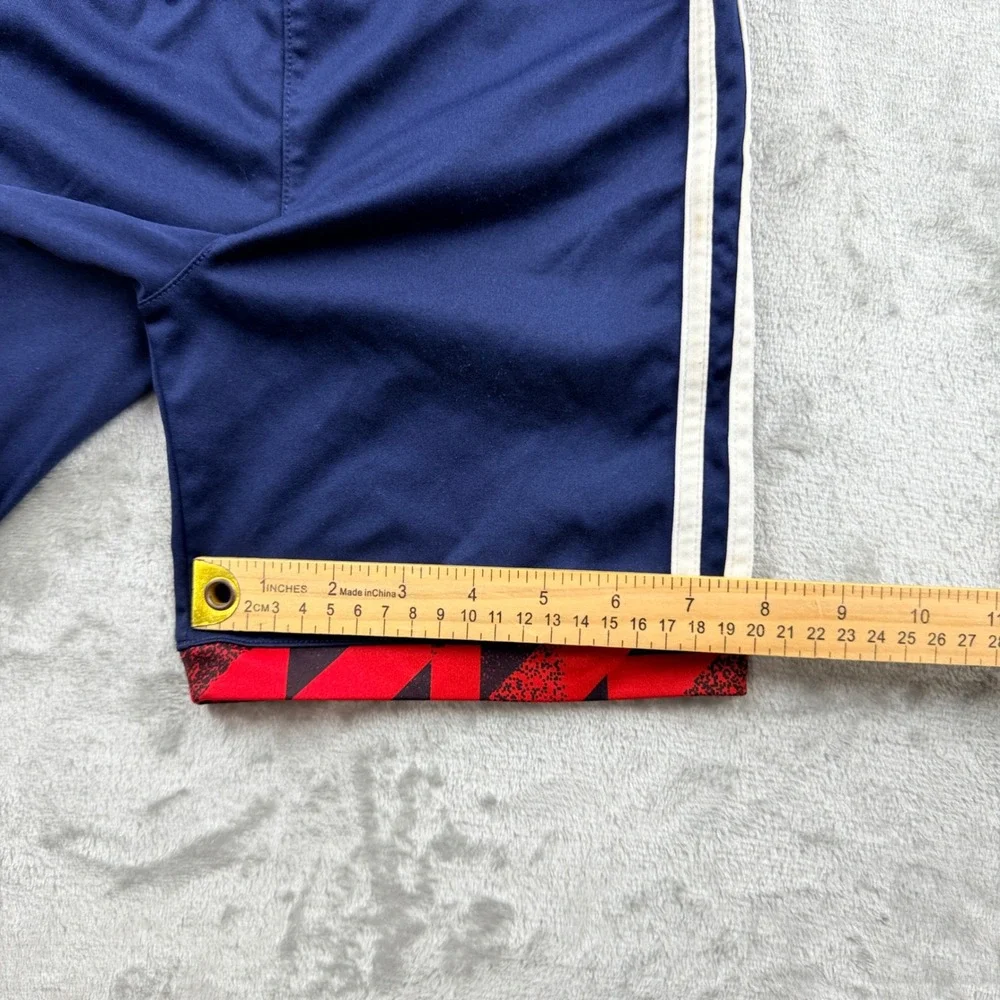 Adidas Navy Blue Shorts Kids Size 6 Red Graphic Hem Athletic Activewear